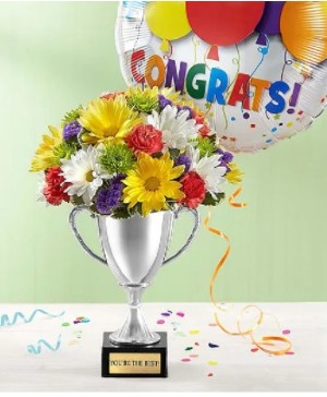 First Place Trophy  Bouquet of Flowers