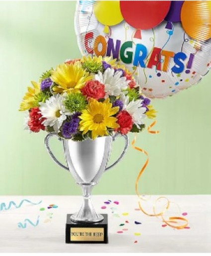 First Place Trophy  Bouquet of Flowers