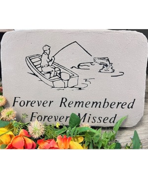Fisherman Memorial Stone w/ Stand Forever Remembered Forever Missed