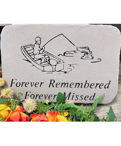 Fisherman Memorial Stone w/ Stand Forever Remembered Forever Missed
