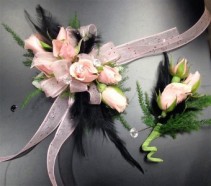 Flirtatious Flamingo Wrist Corsage & Boutonniere Set