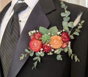 Floral Pocket Square Boutonniere