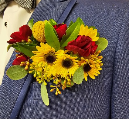 Floral Pocket Square Mini Yellow Mum