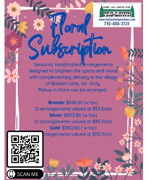 Floral Subscription 12 Arrangements once a month