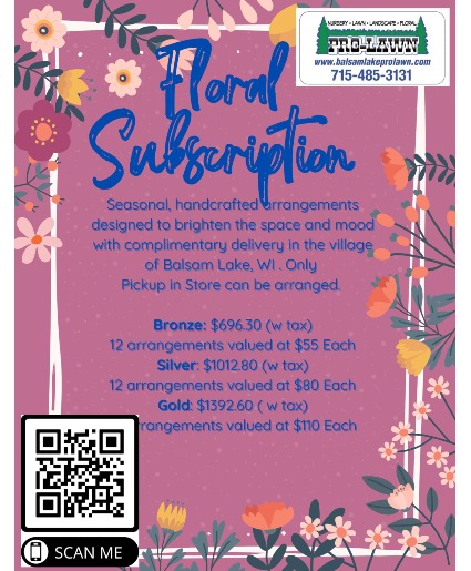 Floral Subscription 12 Arrangements once a month