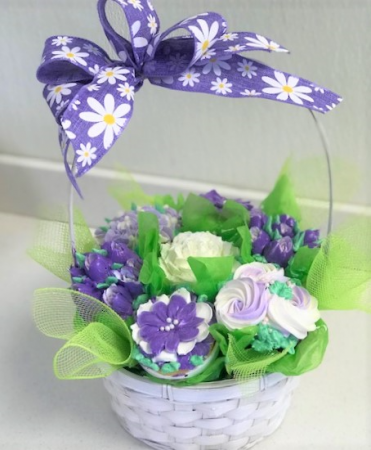 Flower Cupcake Basket Fresh from the Bakery