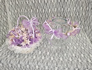Flower Girl Set w Silk & Ceramic Flowers 