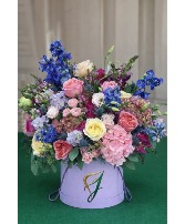 Lavender Whisper Box assorted flowers