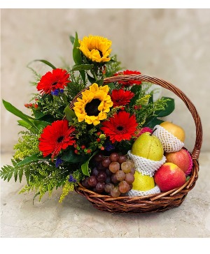 Fruit and Flowers Gift Basket  