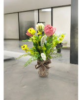 flowers in a Log Silk Arrangement  silk 