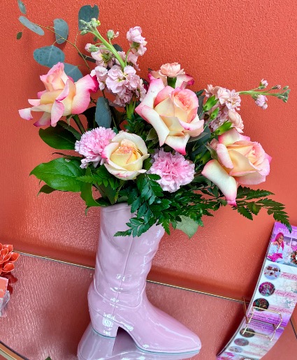 Flowers in pink Boot  Pink boot