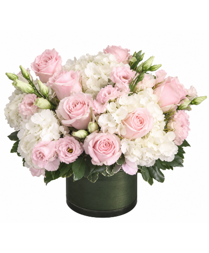 Fluffy Pink Pave Hydrangea, Lisianthus and Rose Arrangement