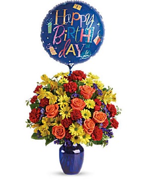 Fly Away Birthday Bouquet assorted flowers