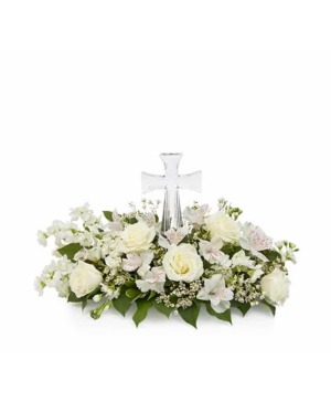Fond Memories white floral sympathy cross  sympathy
