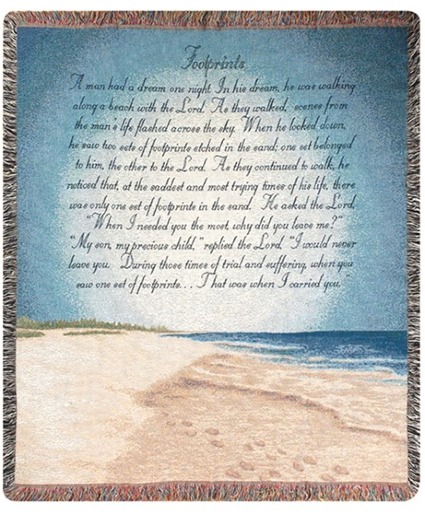 Footprints In The Sand Inspirational Throw 
