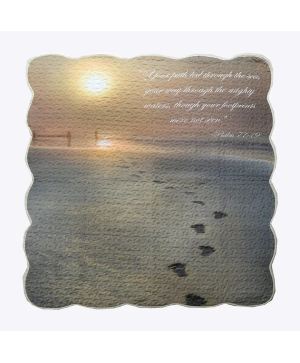 "Footprints- Psalm 77:19" Inspirational Quilted Th 