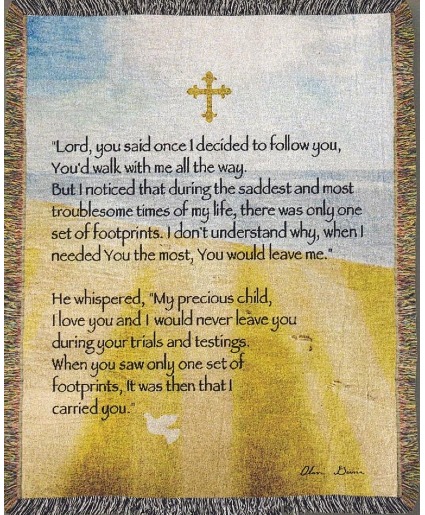 Footprints Walk With Me Tapestry Throw 