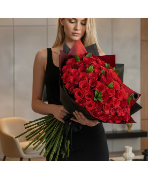 For My Love red roses  wrapped Bouque