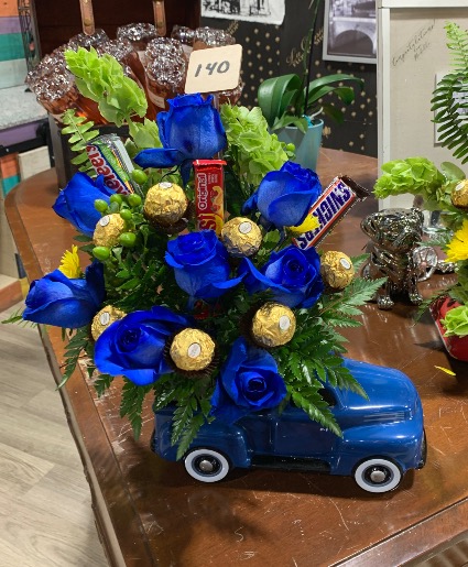 Ford truck and blue roses 