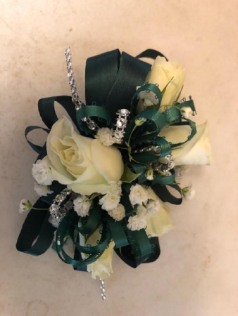 corsage for emerald green dress Sage Green Round Bouquet l Real Touch Roses Bouquet~ BOU-034 – Bouquets by  Nicole main image 1
