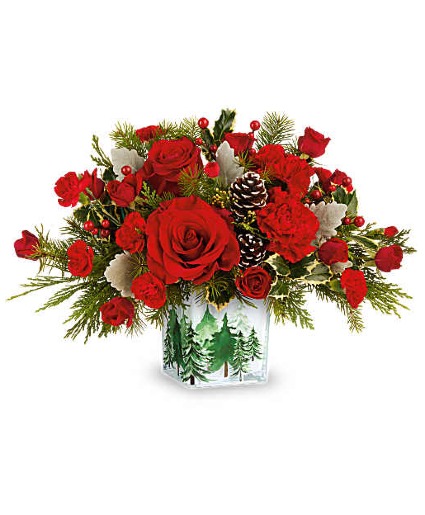 EVERGREEN GLOW CHRISTMAS ARRANGEMENT