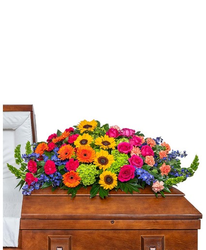 Forever Blooming Bright Casket Spray Flower Arrangement