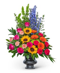 Forever Blooming Bright Urn Flower Arrangement
