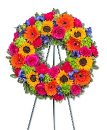 Forever Blooming Bright Wreath Flower Arrangement