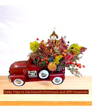 Forever Fall, Red Metal Truck Decor