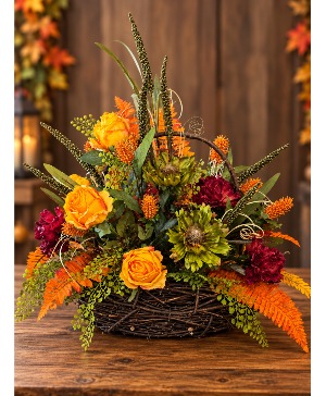 Forever Fall silk design in basket 