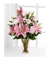 FOREVER IN LOVE PINK OR CLEAR VASE BOUQUET