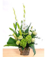 Restful: Green and White Birch Vase Arrangement