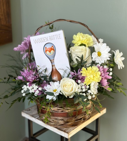 Fox & Fawn Baby Rattle Arrangement 