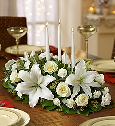 Lovely White Lilies and  More  Traditional Favorite Centerpiece, Best Seller!