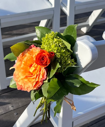 Free Spirit and Green Hydrangea Aisle Marker Hand Tied Bouquet