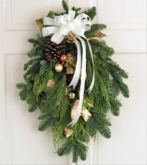 Christmas Swag for the Door or Mailbox Fresh Christmas Greens in