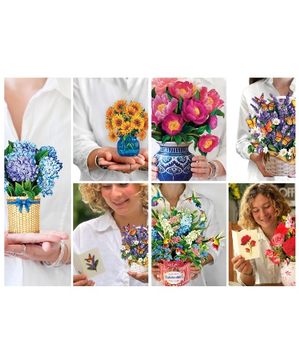 Fresh Cut Paper Pop-Up Flower Card Mini or Full Size