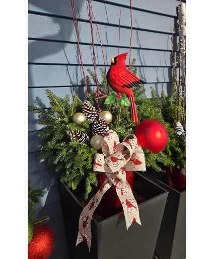Evergreen Holiday Porch Pot  Decorative Porch Pot