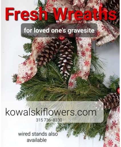 FS Sign Evergreen Wreaths Wintertime