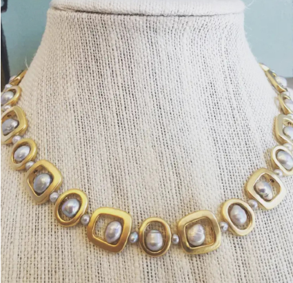 Freshwater Pearl & Gold Necklace 