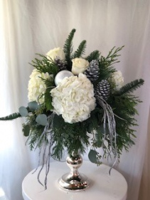 Frosted Garden  Candlestick Arrangement 