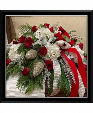 Frosted Winter Casket Spray Casket arrangement 