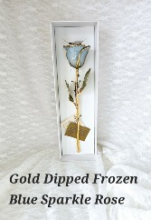 Frozen Blue Sparkle Gold Rose 
