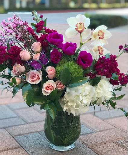 Fuchsia Blooms Vase Arrangement 