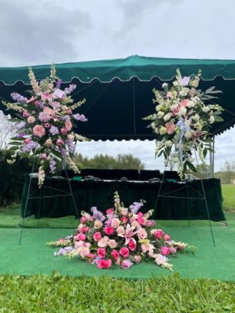Full Funeral Set Up Casket spray, 2 standing sprays in Winter Park, FL | APPLEBLOSSOM FLORIST & GIFTS