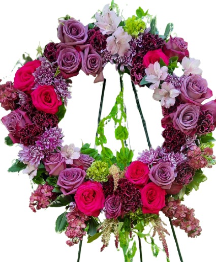 Full Of Life Colored  roses, Bells of Ireland,Mums, Lillies