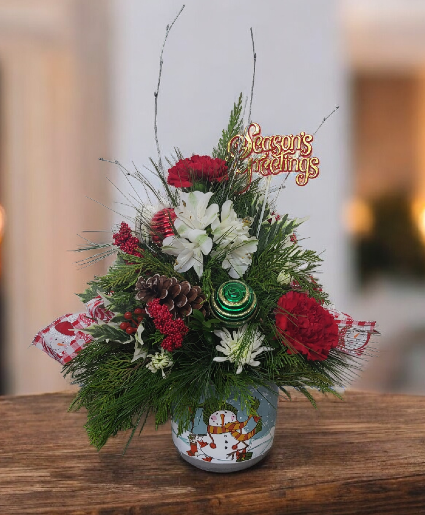 Fun Time Snowman FHF-C2025 Fresh Flower Arrangement (Local Delivery Only)