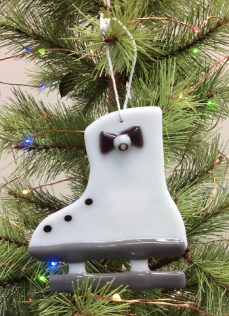 Fused glass figure skate Ginger glass tree ornament / suncatcher