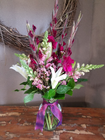 Fusica glads Vase arrangement