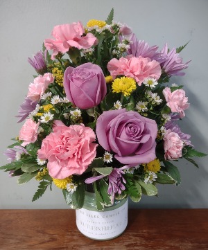 Garden Glow Flowers & Candle Arrangement